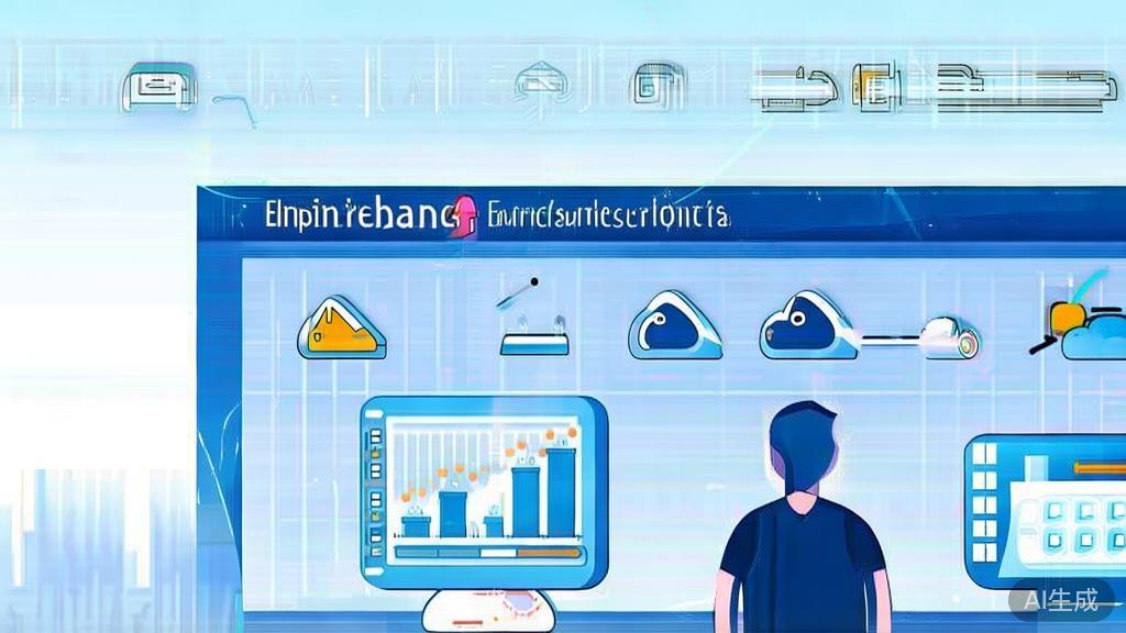 "Flat vector illustration of a successful entrepreneur navigating challenges, dashboard style, soft blue gradient"