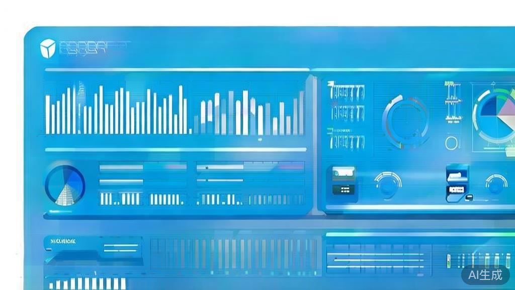 Flat vector illustration of data analysis tools, dashboard style, soft blue gradient
