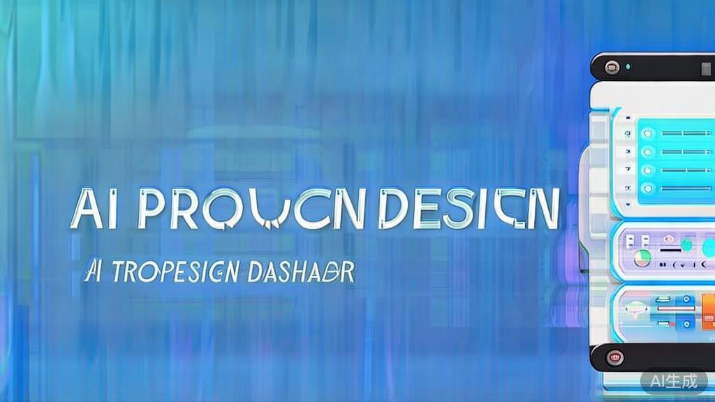 Flat vector illustration of AI product design, dashboard style, soft blue gradient