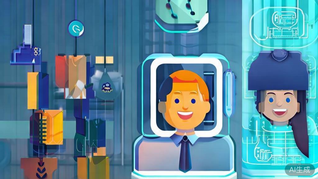 High-quality illustration showing AI enhancing customer experience, minimal flat design