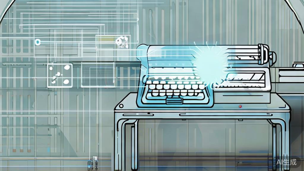 High-quality business illustration regarding the interaction of AI and traditional writing, minimal flat design