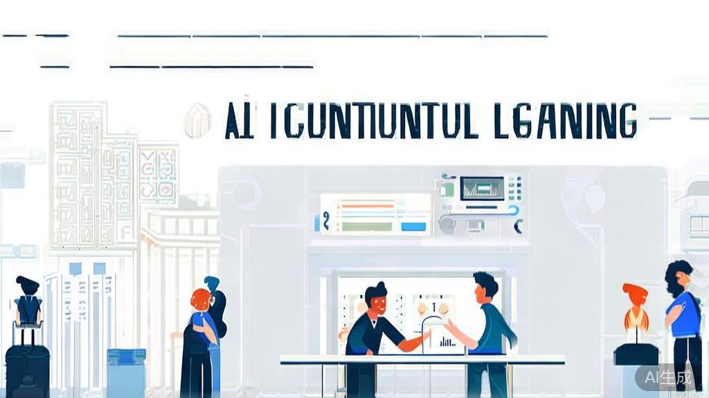 "High-quality business illustration regarding continuous learning in AI startups, minimal flat design"