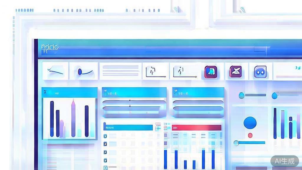 Flat vector illustration of project management tool in action, dashboard style, soft blue gradient