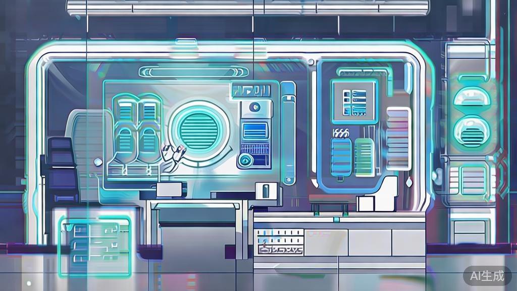 High-quality illustration of futuristic AI technologies in business, minimal flat design