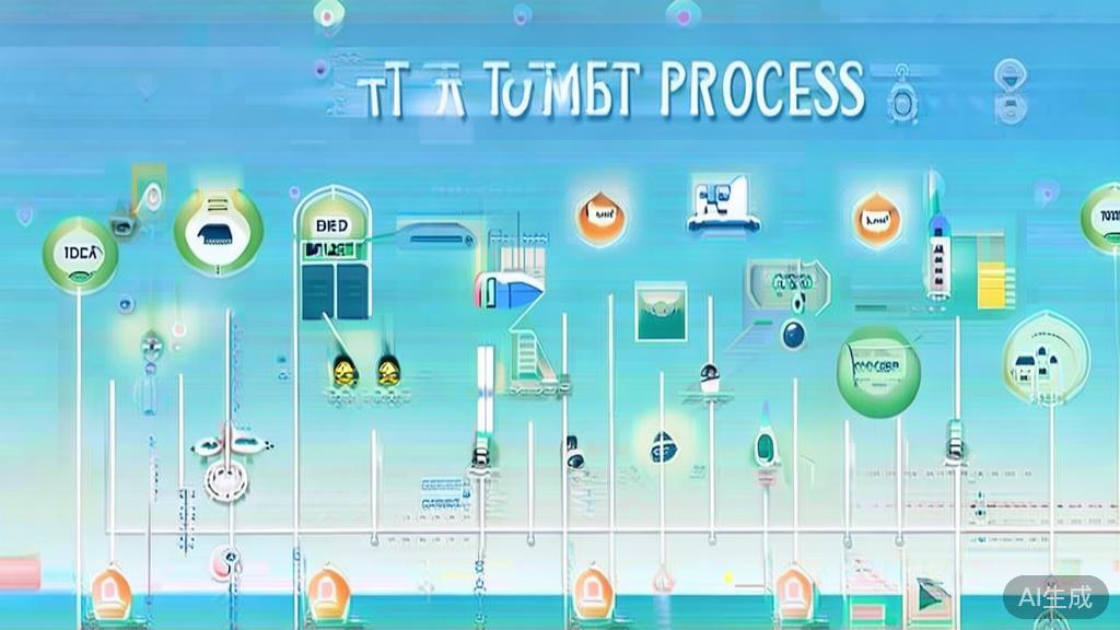 Flat vector illustration of startup process, dashboard style, soft blue gradient