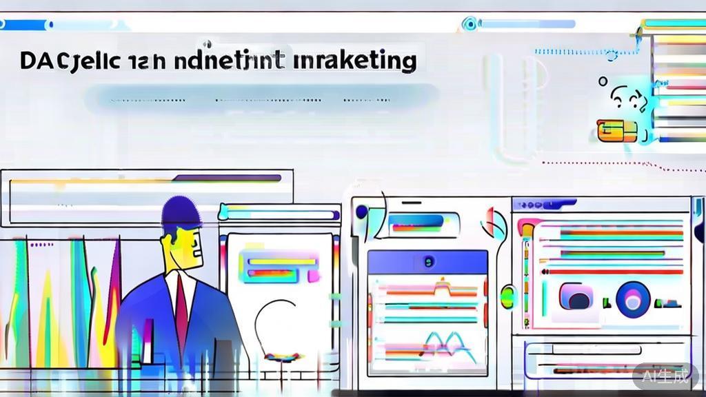 "High-quality business illustration regarding AI in marketing, minimal flat design"