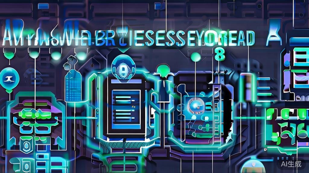 "Flat vector illustration of a business ecosystem with AI integration, high quality"