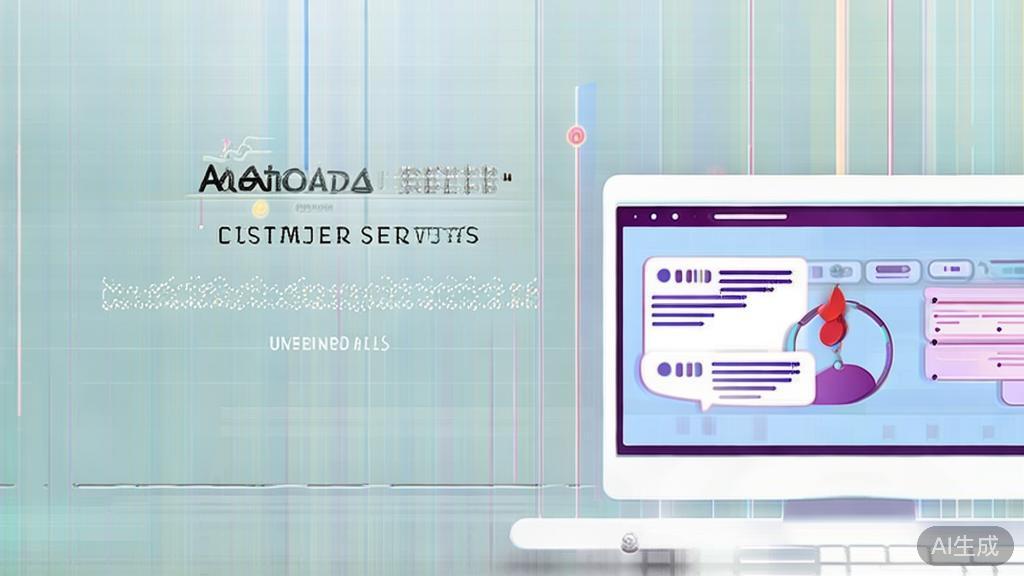 High-quality business illustration regarding automated customer service with AI, minimal flat design