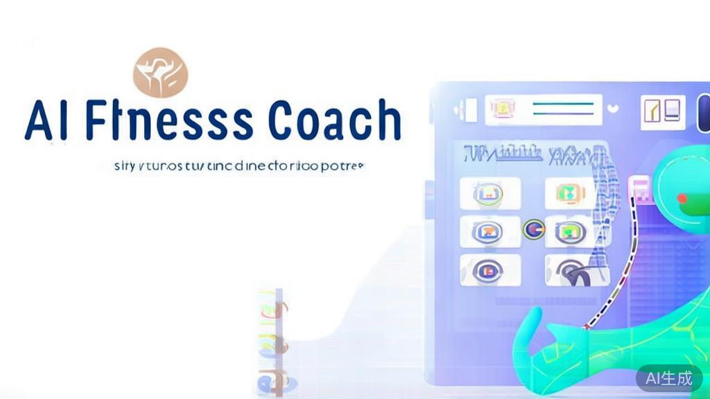 "High-quality business illustration regarding AI fitness coach, minimal flat design"