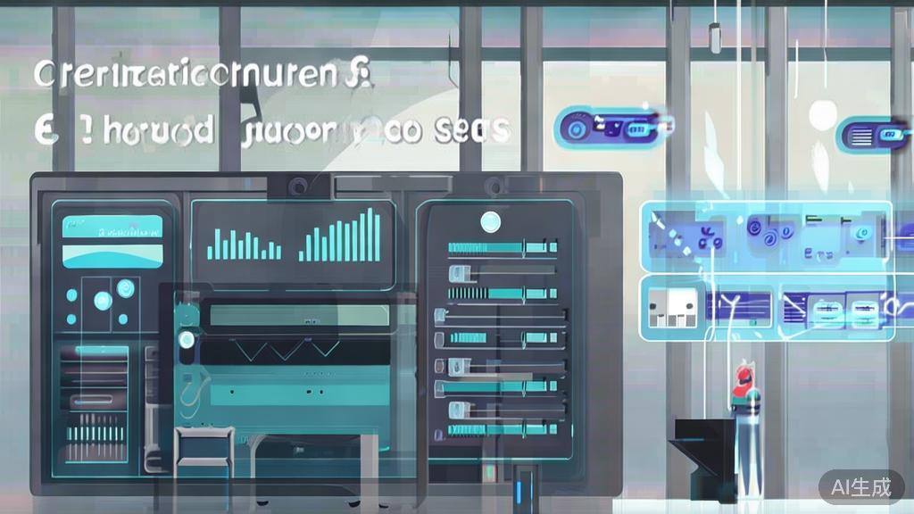 High-quality business illustration regarding operational efficiency using AI, minimal flat design