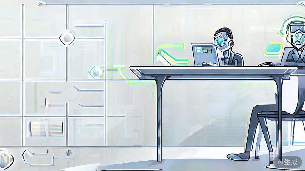 "High-quality illustration of a virtual assistant assisting a busy entrepreneur, minimalist design"