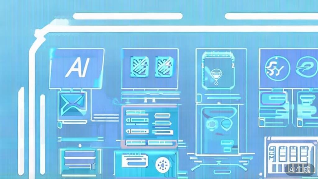 Flat vector illustration of AI technology challenges, dashboard style, soft blue gradient