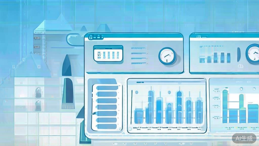 Flat vector illustration of financial planning, dashboard style, soft blue gradient