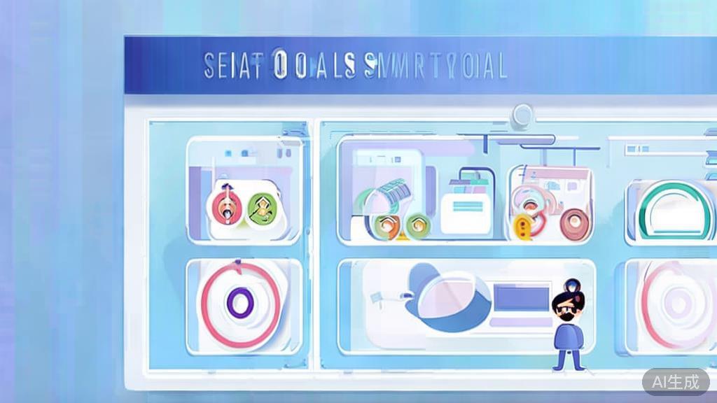 Flat vector illustration of setting SMART goals in a business context, dashboard style, soft blue gradient