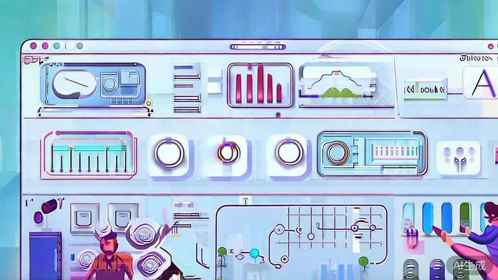 Flat vector illustration of team collaboration in AI startups, dashboard style, soft blue gradient