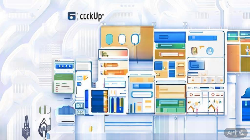 High-quality business illustration regarding ClickUp, minimal flat design