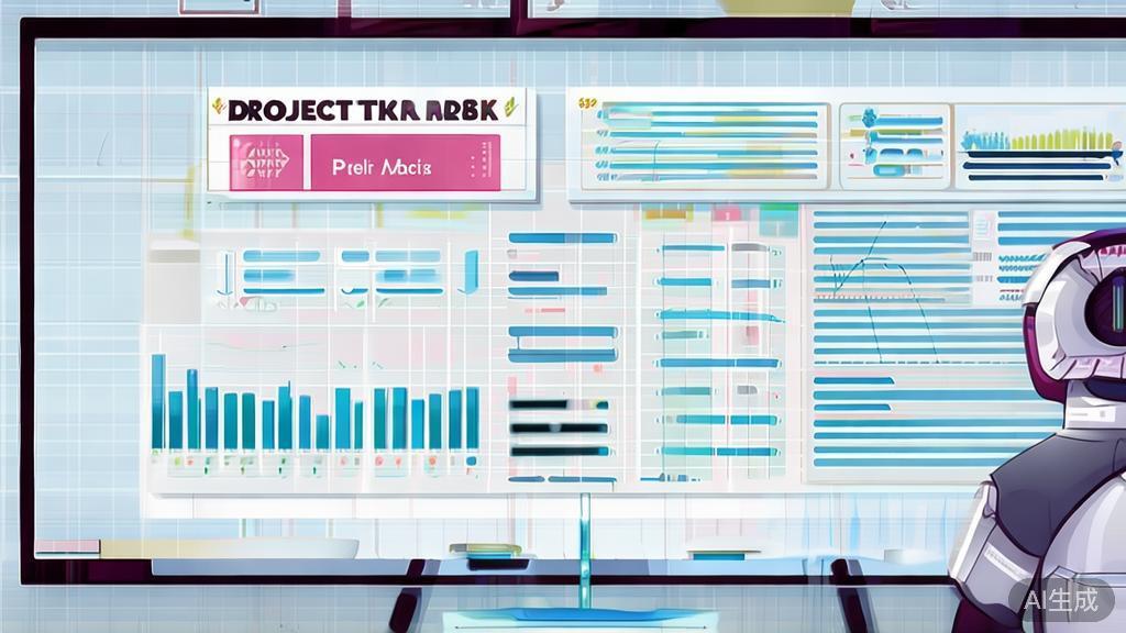 "Flat vector illustration showing AI analyzing project risks, corporate style"