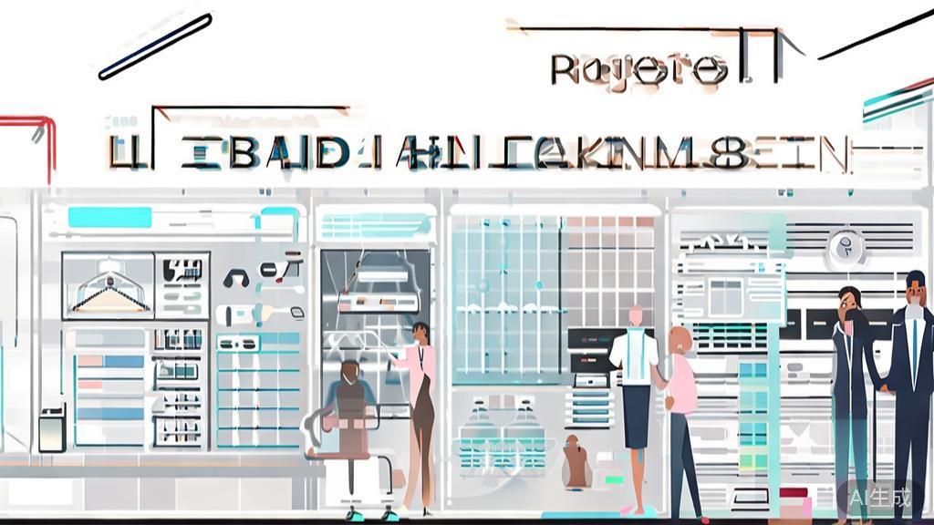"Business illustration depicting future trends in project management with AI, minimal flat design"