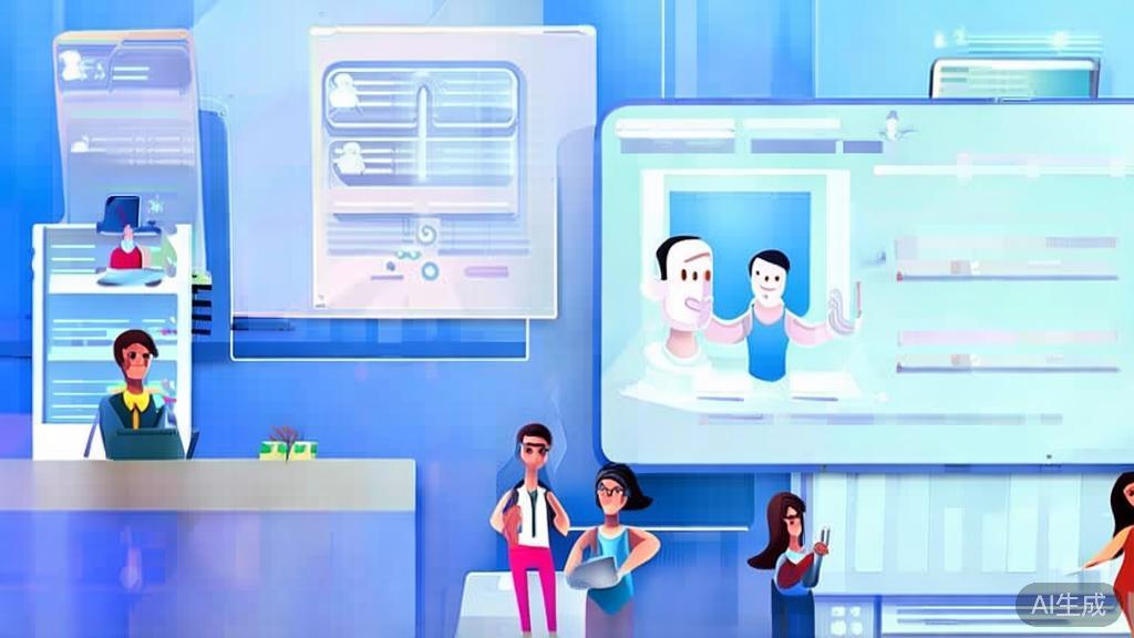 "Flat vector illustration of AI in education, showcasing personalized learning, dashboard style, soft blue gradient"