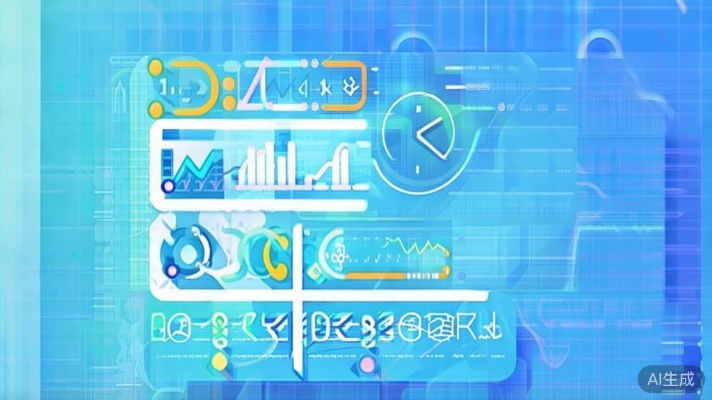 Flat vector illustration of AI education concepts, dashboard style, soft blue gradient