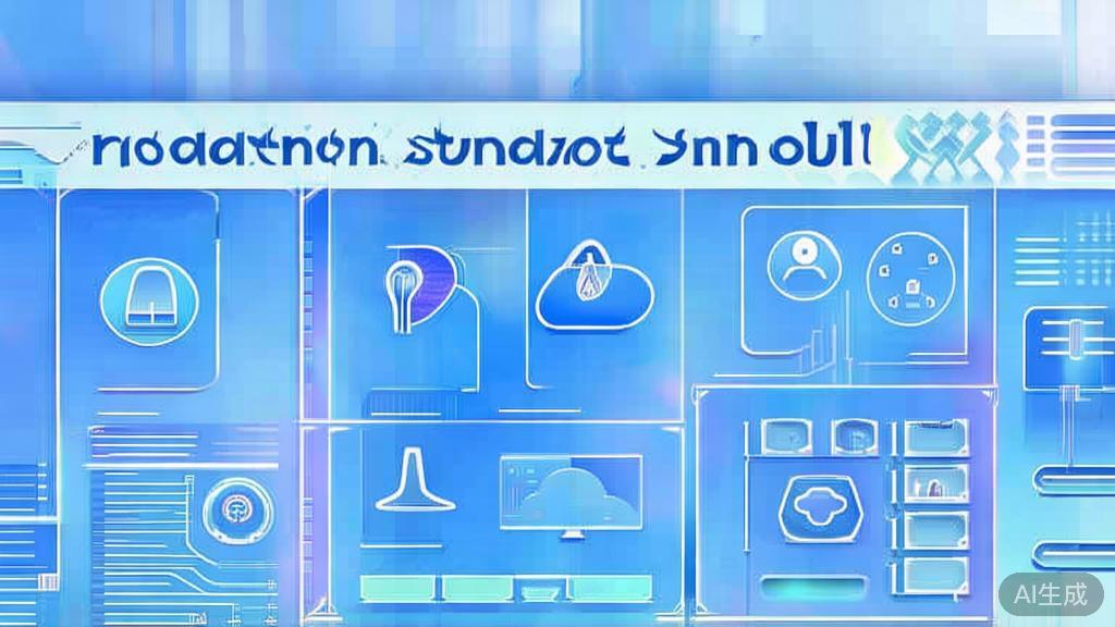 Flat vector illustration of digital transformation in small studios, dashboard style, soft blue gradient