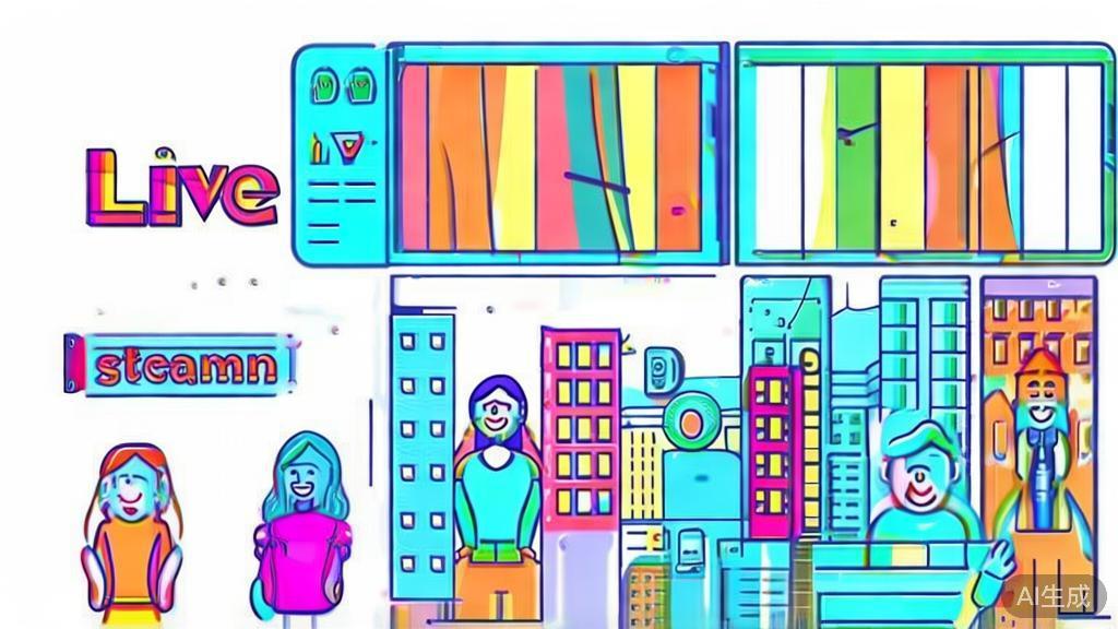 High-quality business illustration regarding live streaming interaction, minimal flat design