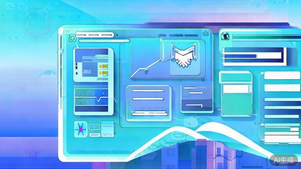 Flat vector illustration of team collaboration, dashboard style, soft blue gradient