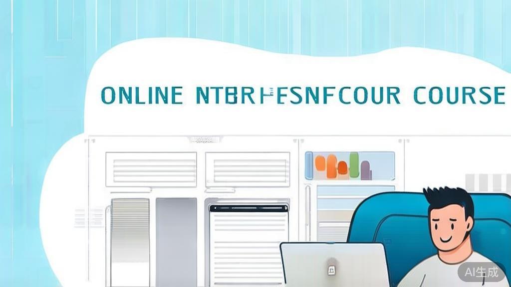 High-quality business illustration of a student attending an online course on entrepreneurship, minimal flat design