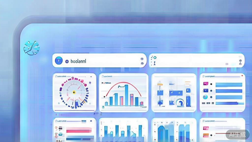 "Flat vector illustration of data analysis services, dashboard style, soft blue gradient"