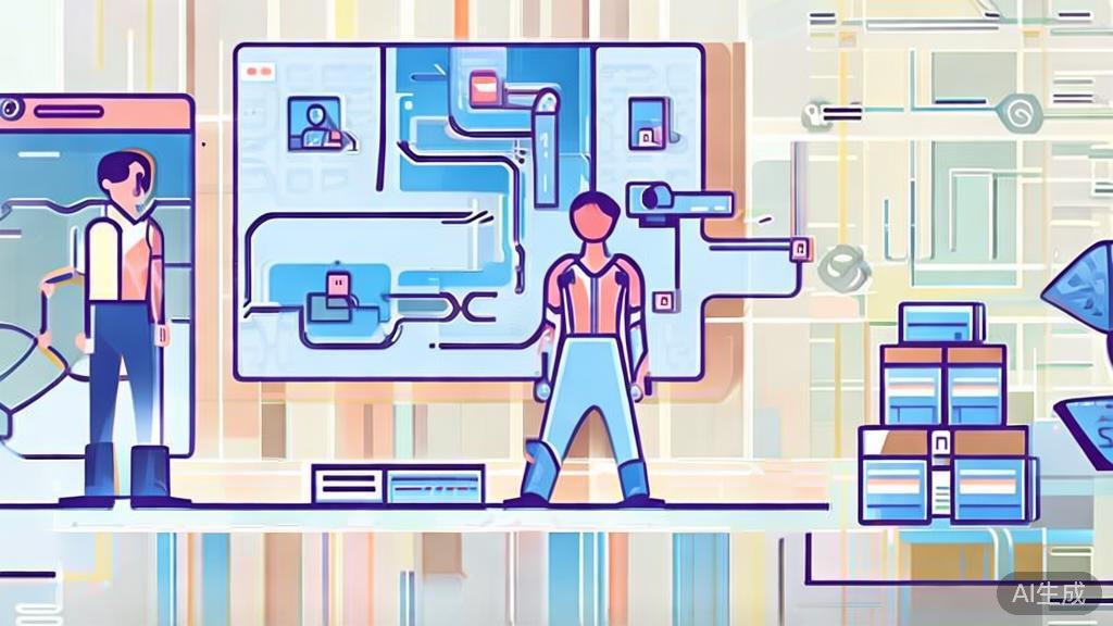 "High-quality business illustration regarding AI in logistics, minimal flat design"