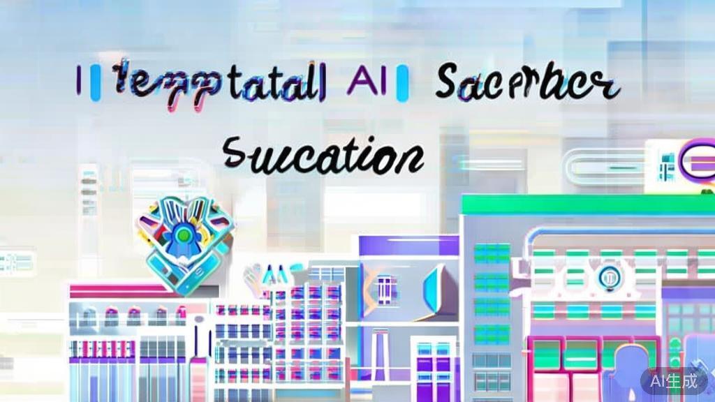 High-quality business illustration of AI in healthcare and education, minimal flat design