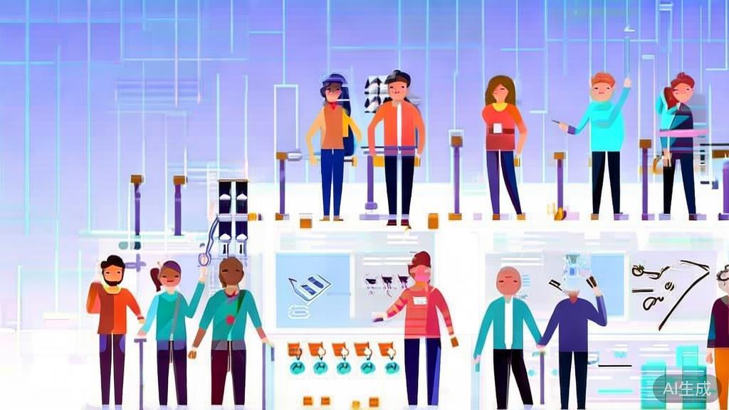 Flat vector illustration of university students networking and collaborating on business ideas, dashboard style, soft blue gradient