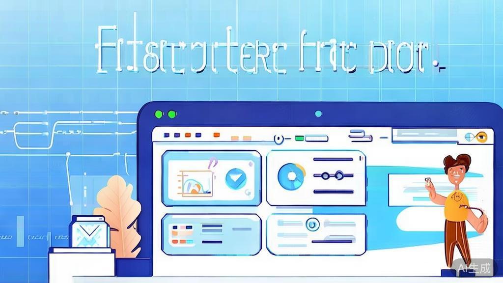 Flat vector illustration of internet entrepreneurship, dashboard style, soft blue gradient