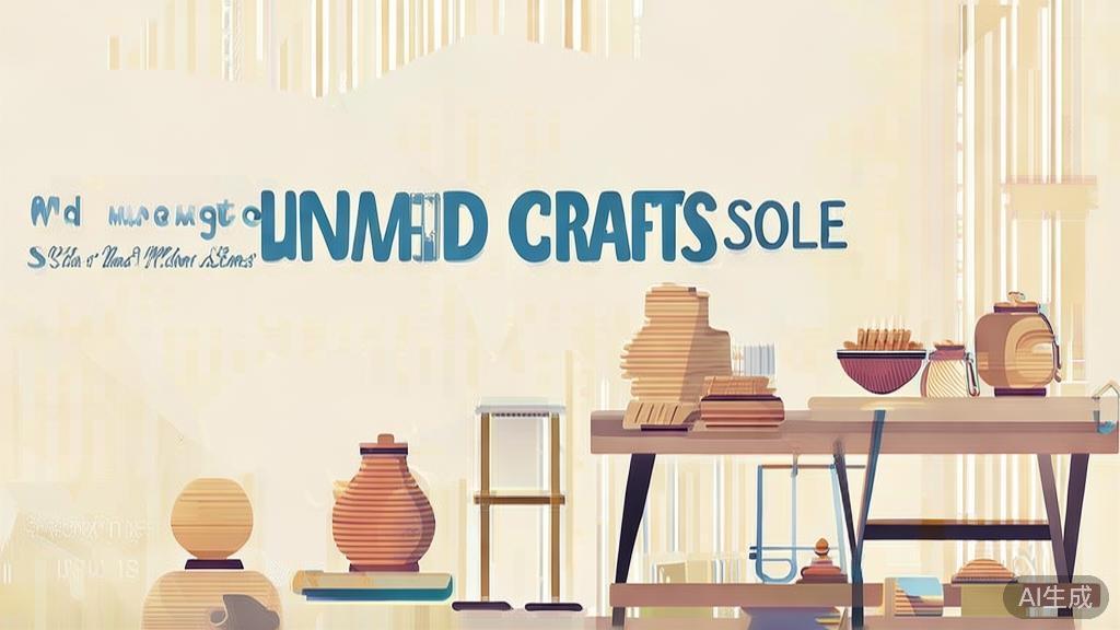 "Flat vector illustration of handmade crafts selling, minimalist design"