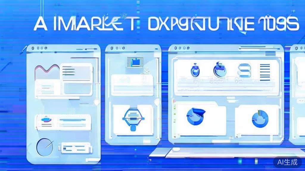 "Flat vector illustration of AI market opportunities, dashboard style, soft blue gradient"