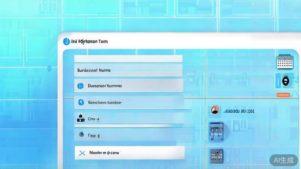 "Flat vector illustration of tax registration for new business, dashboard style, soft blue gradient"