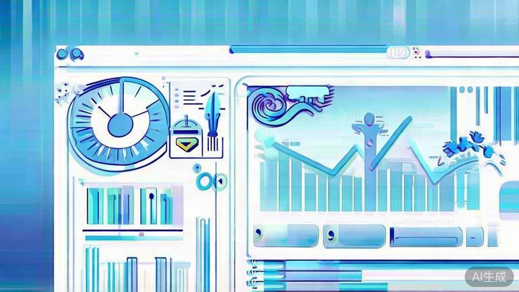 Flat vector illustration of market analysis and entrepreneurship, dashboard style, soft blue gradient