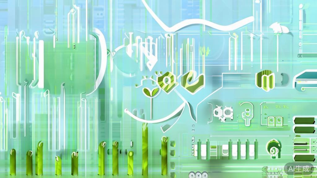 "Flat vector illustration of collaborative efforts in green entrepreneurship, dashboard style, soft blue gradient"