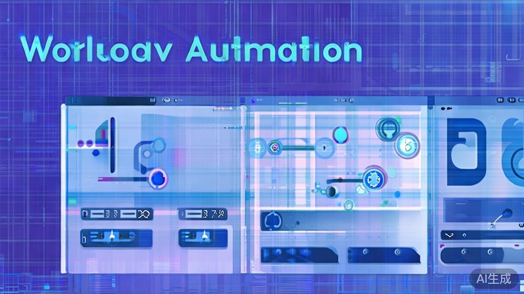 Flat vector illustration of workflow automation, dashboard style, soft blue gradient