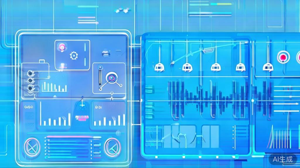 Flat vector illustration of data analysis using AI tools, dashboard style, soft blue gradient