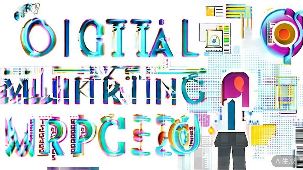 "High-quality business illustration regarding digital marketing strategies, minimal flat design"