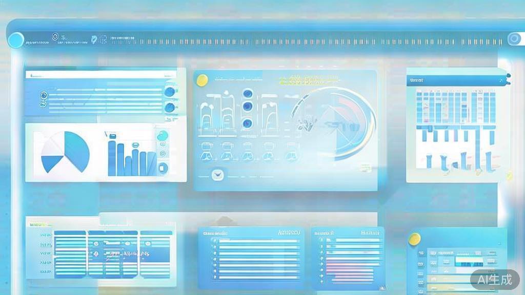 "Flat vector illustration of business strategies, dashboard style, soft blue gradient"