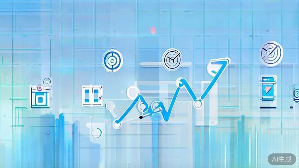 "Flat vector illustration of setting business goals, depicting a growth chart, dashboard style, soft blue gradient"