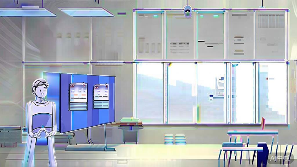 "High-quality business illustration regarding AI education assistant, showing a student interacting with an AI tutor, modern classroom setting, minimal flat design"