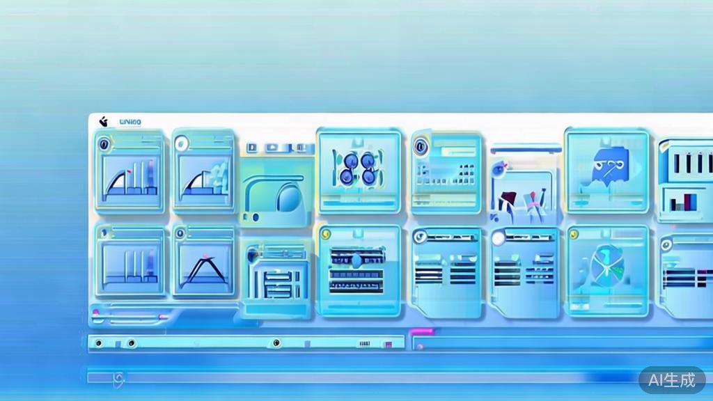 Flat vector illustration of video editing techniques, dashboard style, soft blue gradient