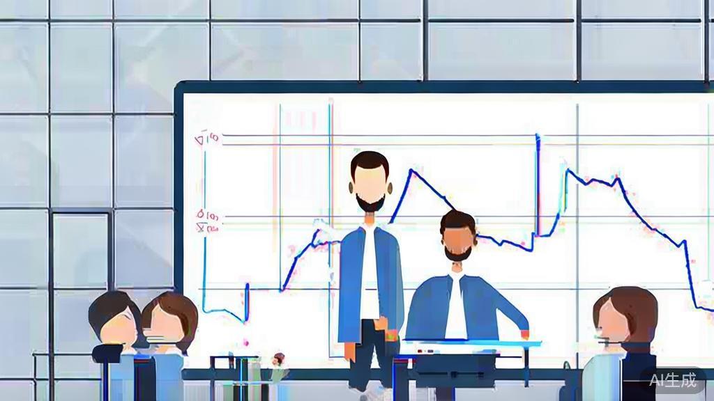 High-quality business illustration regarding failed AI sales prediction, minimal flat design