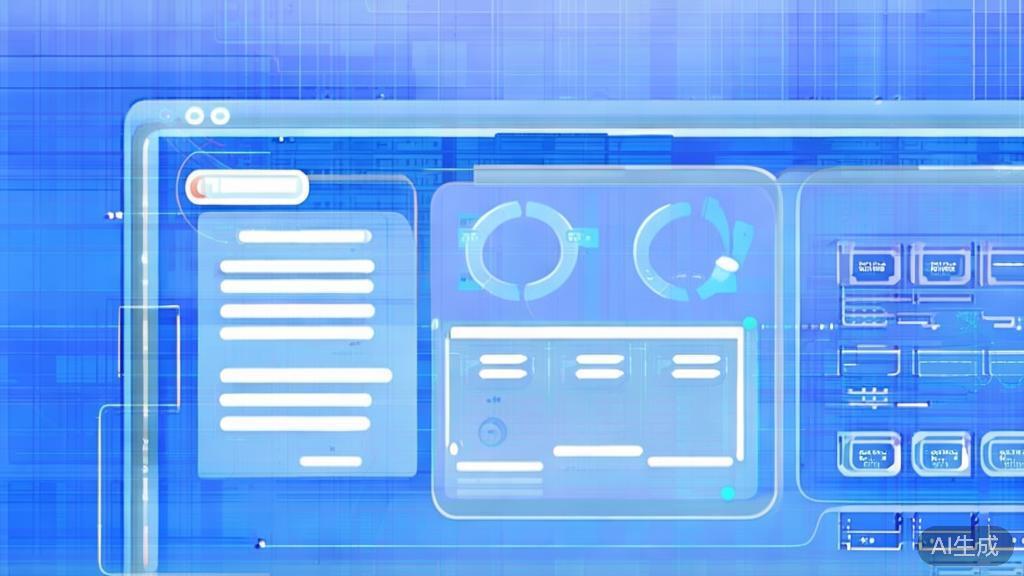 Flat vector illustration of user experience design in AI products, dashboard style, soft blue gradient