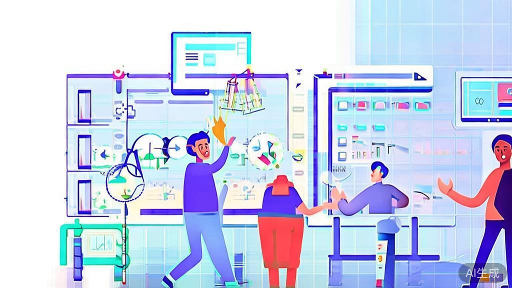 Flat vector illustration of team collaboration in entrepreneurship, dashboard style, soft blue gradient