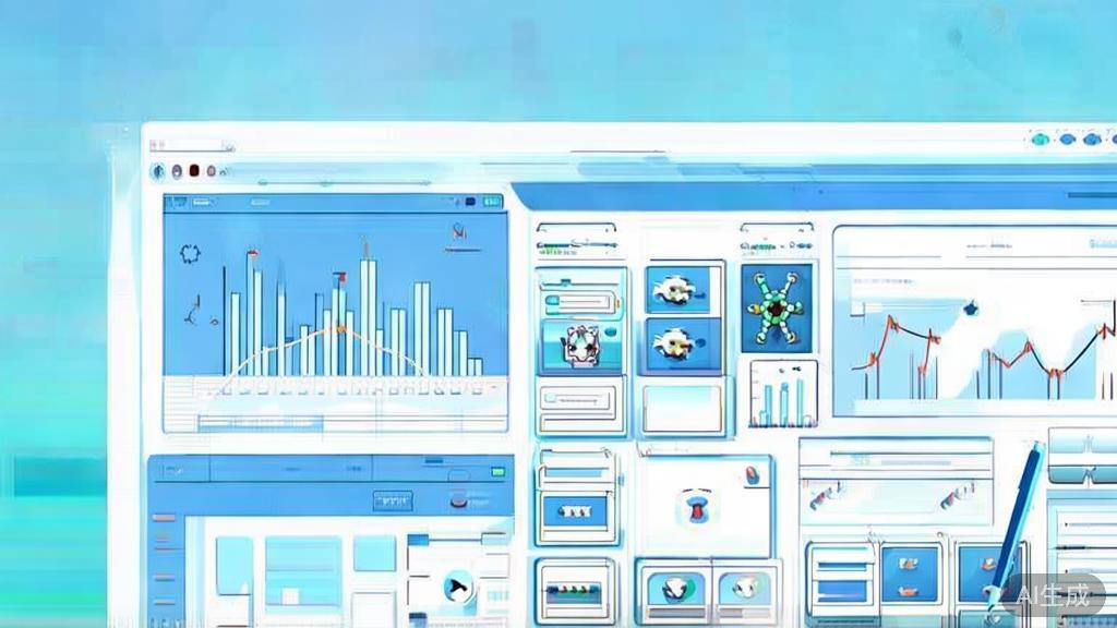 Flat vector illustration of funding strategy development for AI startups, dashboard style, soft blue gradient