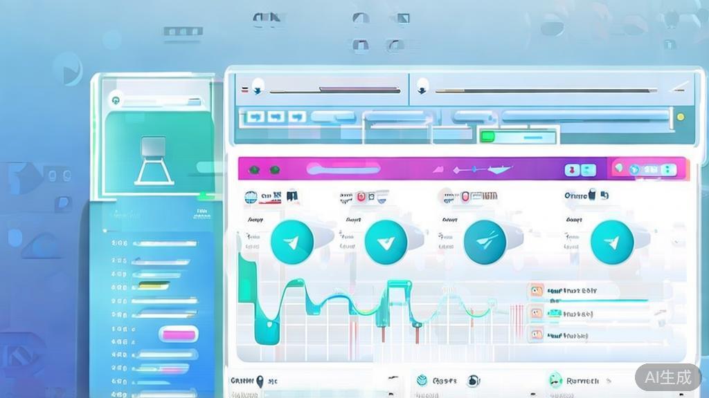 Flat vector illustration of AI software comparison, dashboard style, soft blue gradient